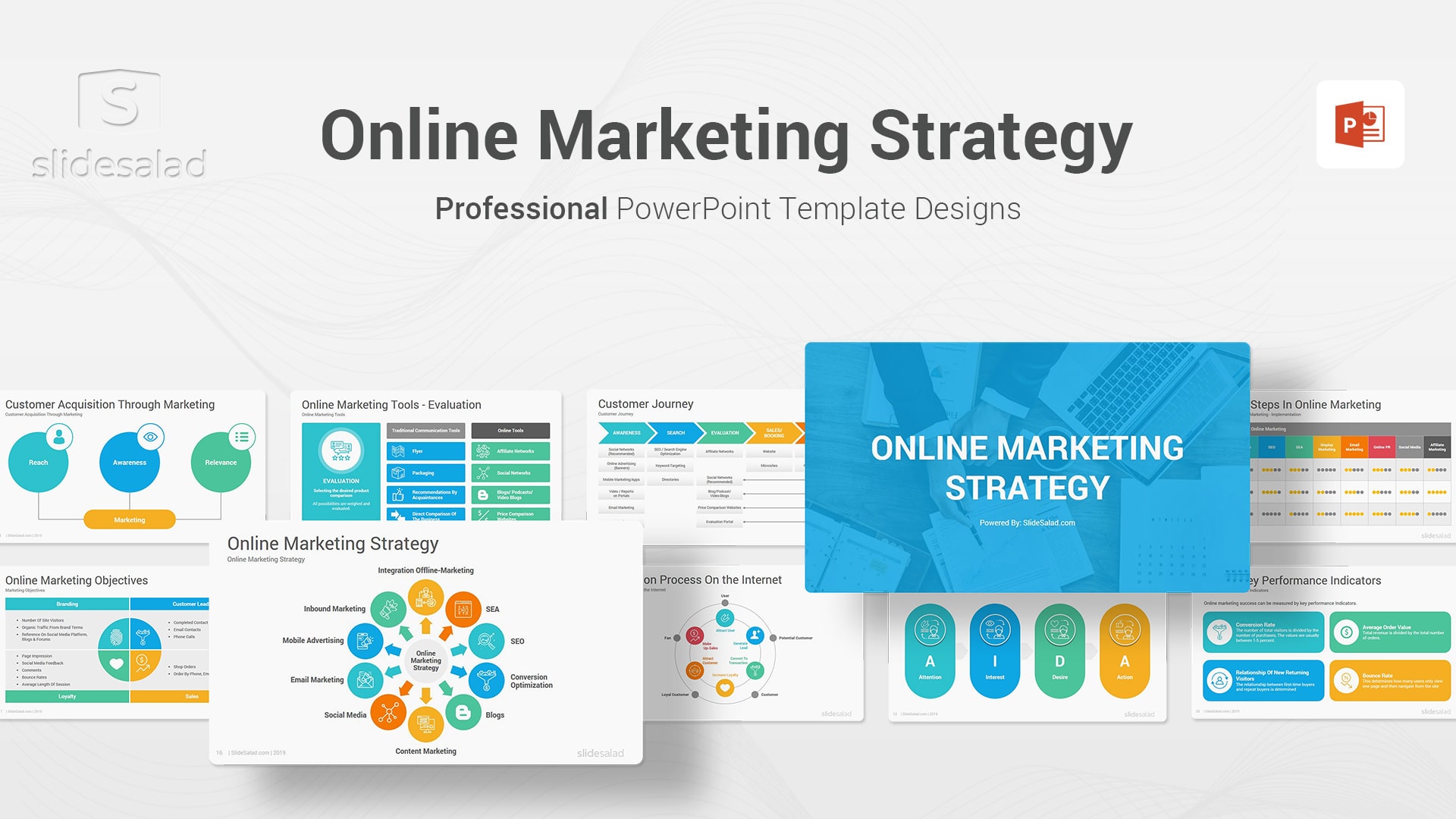 Online Marketing Strategy PowerPoint Template - Unique Digital Marketing Strategy PPT Templates for Marketers
