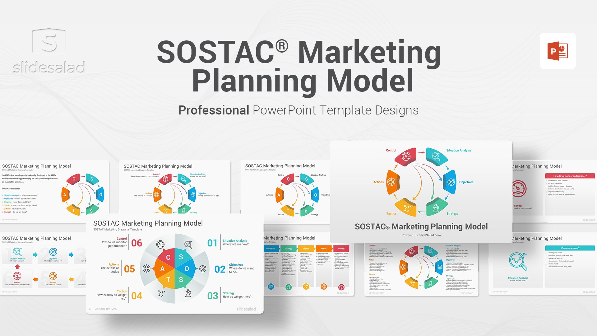 SOSTAC Marketing Model PowerPoint Template Diagrams - Sales Campaign Structuring PowerPoint Template Designs