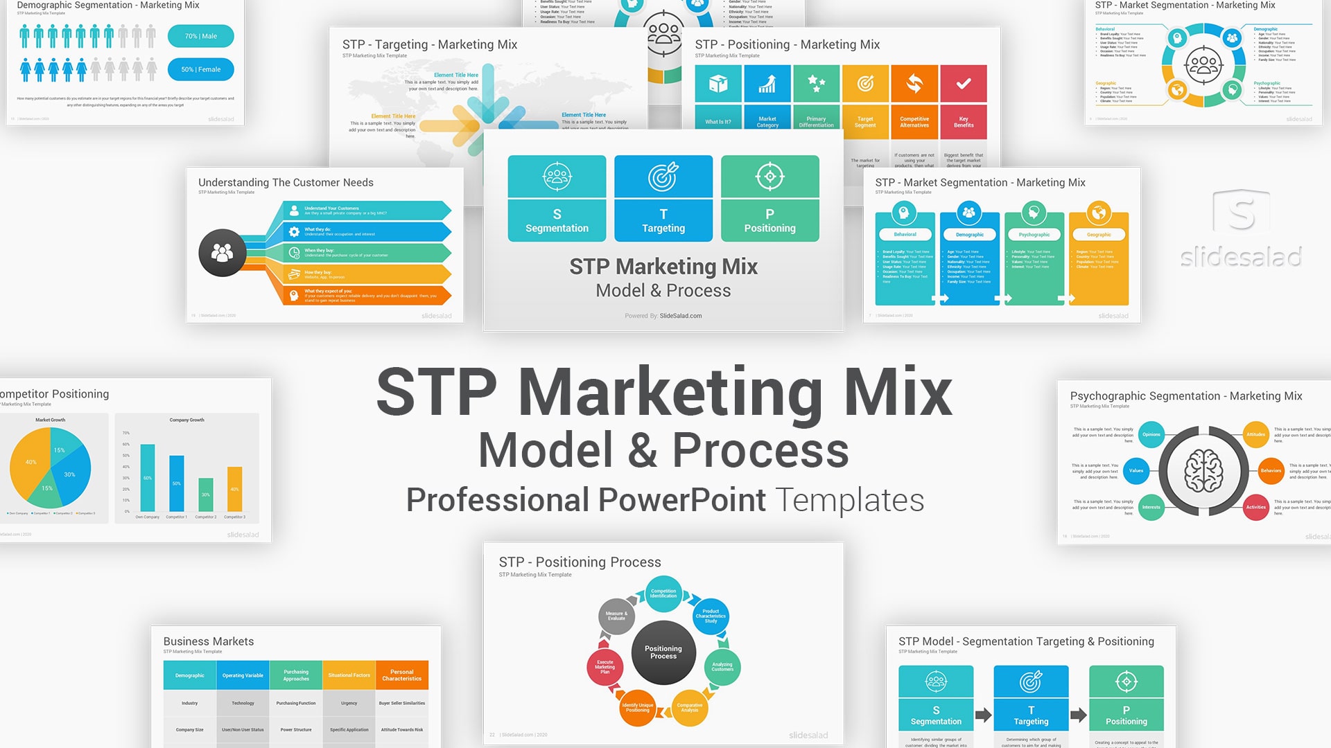STP Marketing Mix PowerPoint Template Diagrams - Professional Sales Planning PPT Design Themes and Layouts
