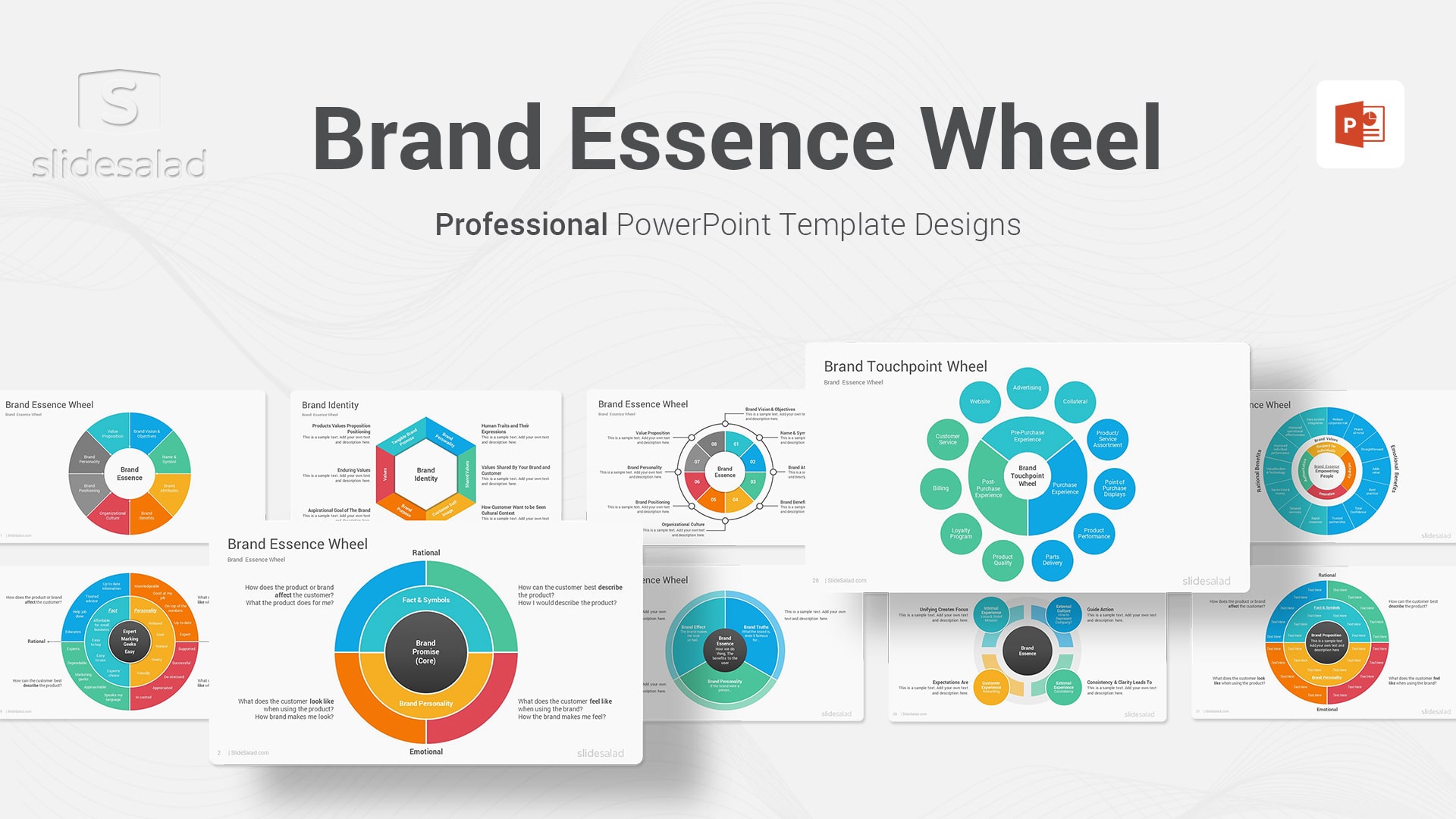 Brand Essence Wheel PowerPoint Template Diagrams - Affordable PPT Template for Showcasing the Core Identity of Your Company
