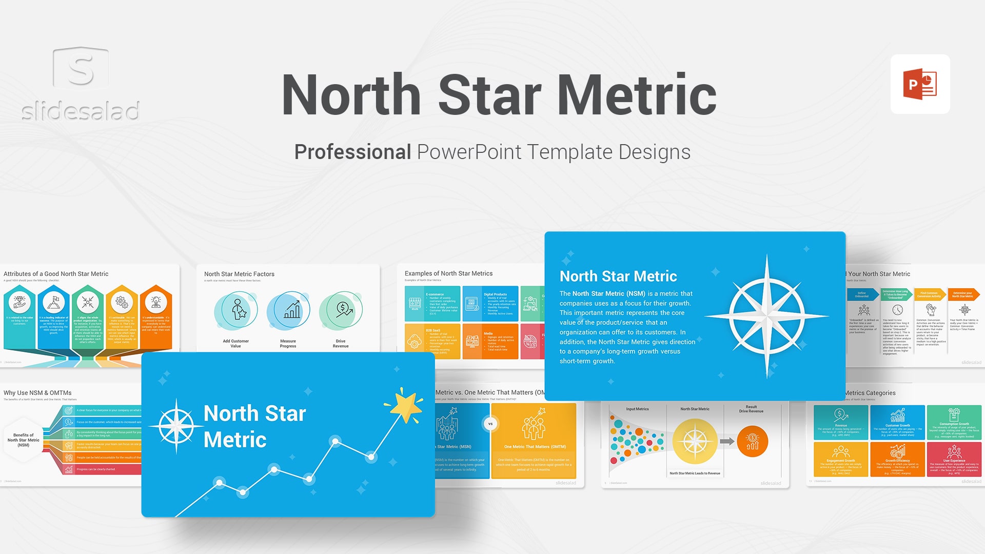 North Star Metric PowerPoint Template Designs - Beautiful Way to Illustrate Company's Long-Term Success