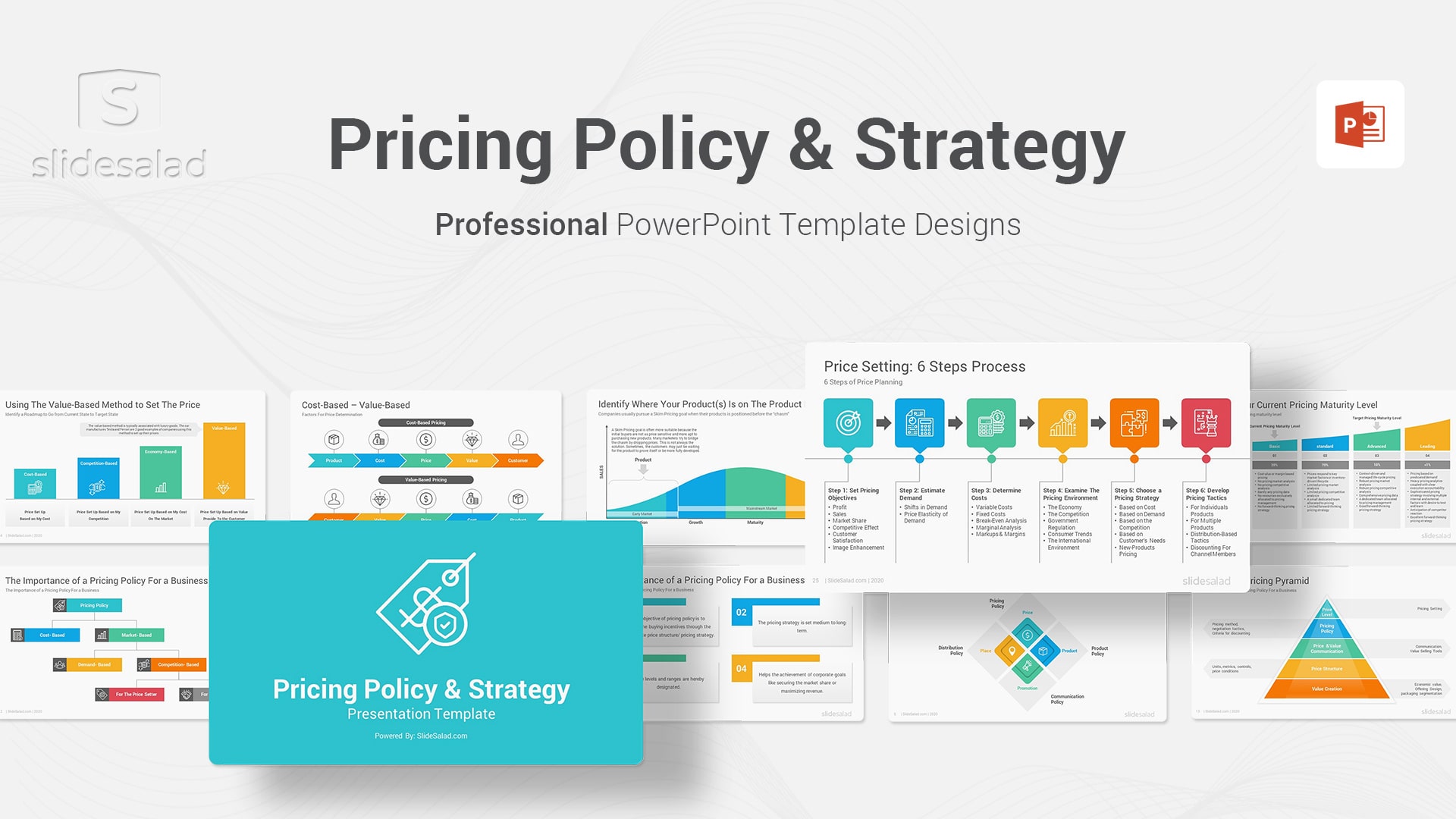 Pricing Policy and Strategy PowerPoint Template - Minimal Graphics and Vector Illustrations of Pricing Strategies in Marketing