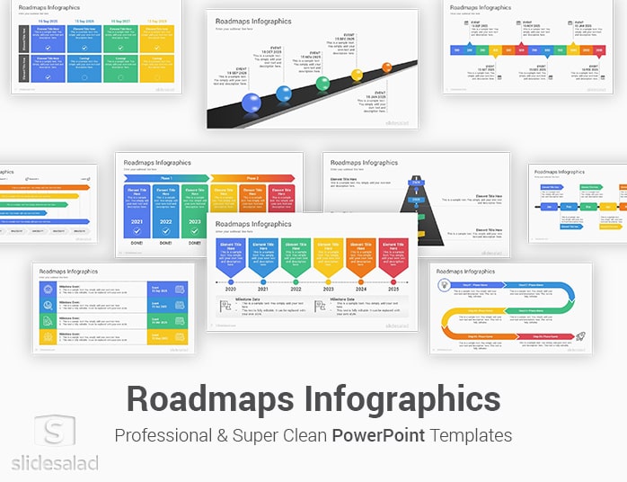 Roadmaps Diagrams PowerPoint Template Infographics