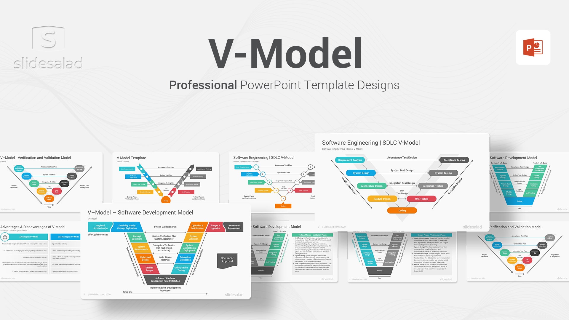 V-Model PowerPoint Template Diagrams - Create an Effective IT Presentation on How to Use the V-Model in Your SDLC Process