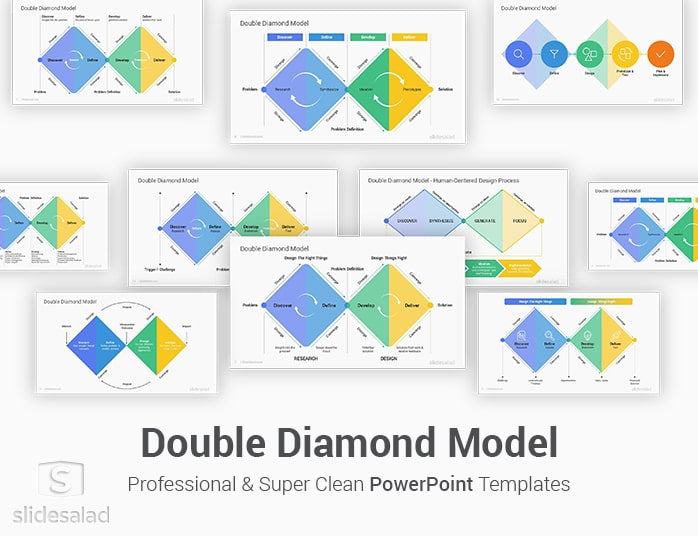 Double Diamond Model PowerPoint Templates Infographics