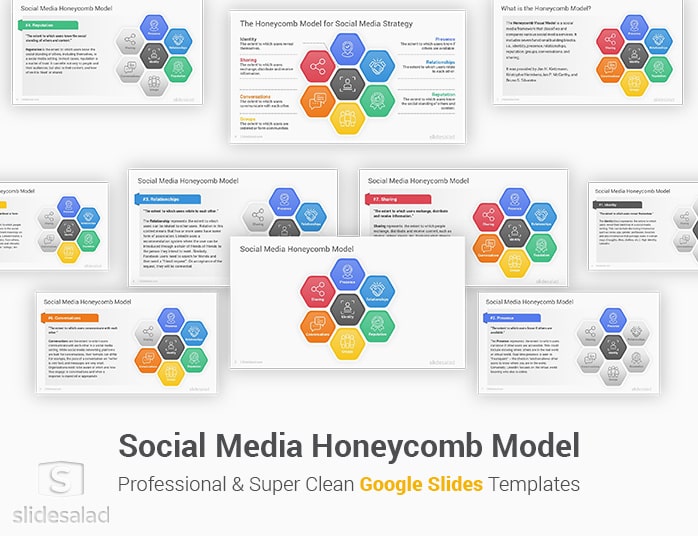 Social Media Honeycomb Model Google Slides Templates