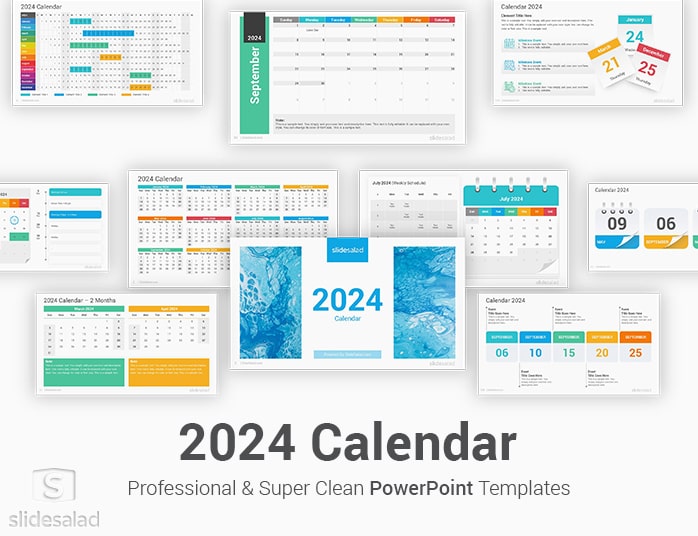 Modèle d'infographie PowerPoint du calendrier 2024