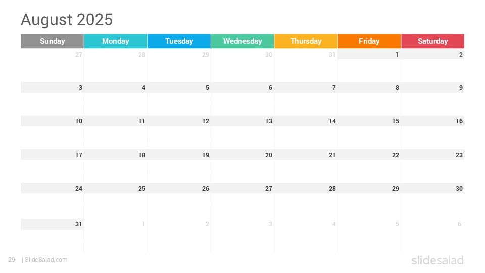 2025 Calendar Google Slides Template Designs - Updated - SlideSalad