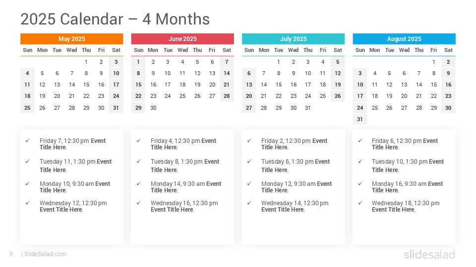 2025 Calendar PowerPoint Template Designs - Updated - SlideSalad